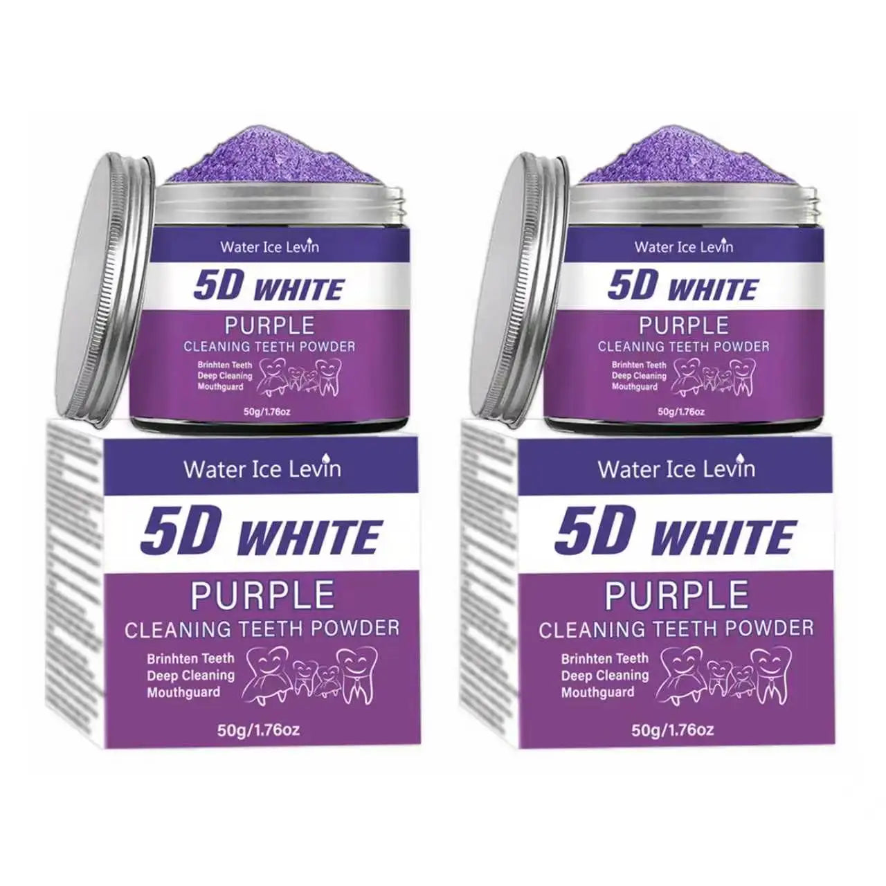 Purple Teeth Whitening Powder - 50g Natural Pearl Essence Color Corrector & Stain Remover, Deep Cleaning Tooth Powder for Fresh Breath