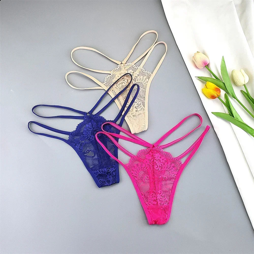 3PCS Lace Thong Set Women