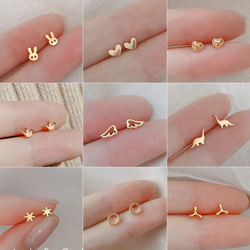 Small Gold-Plated Butterfly Heart Tragus Helix Studs