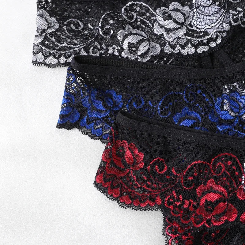 Sexy Lace Thong Crotchless Women Underwear Invisible Low Waist Panties