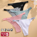 Women 5PCS Cotton Panties Set Low Rise Letter Print Sexy Comfortable Briefs