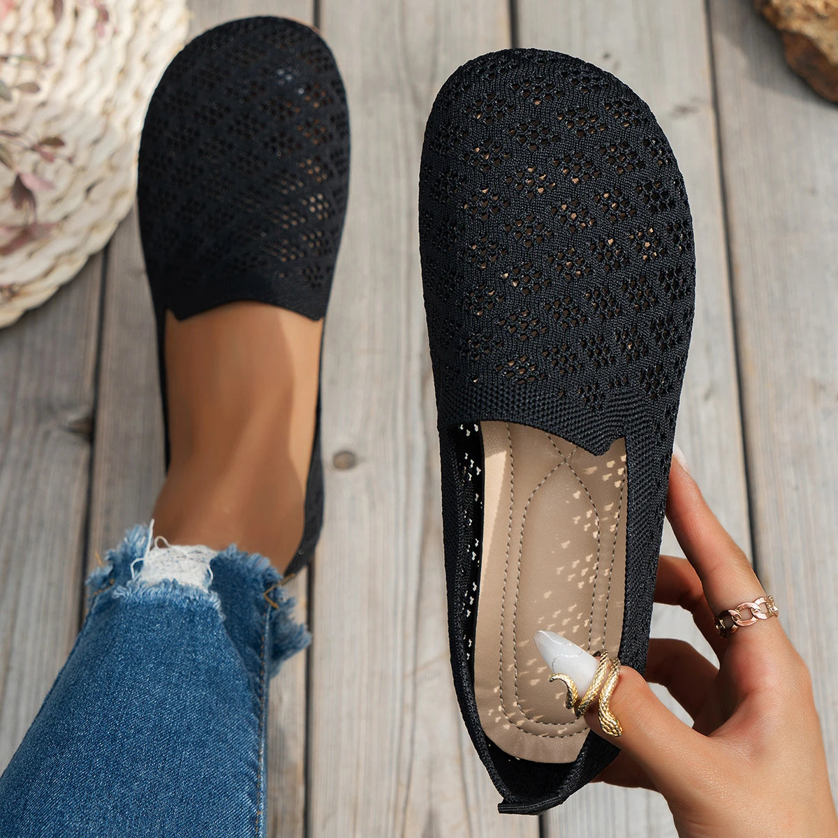 LazyFit Slip-Ons – Breathable Knit Comfort Flats