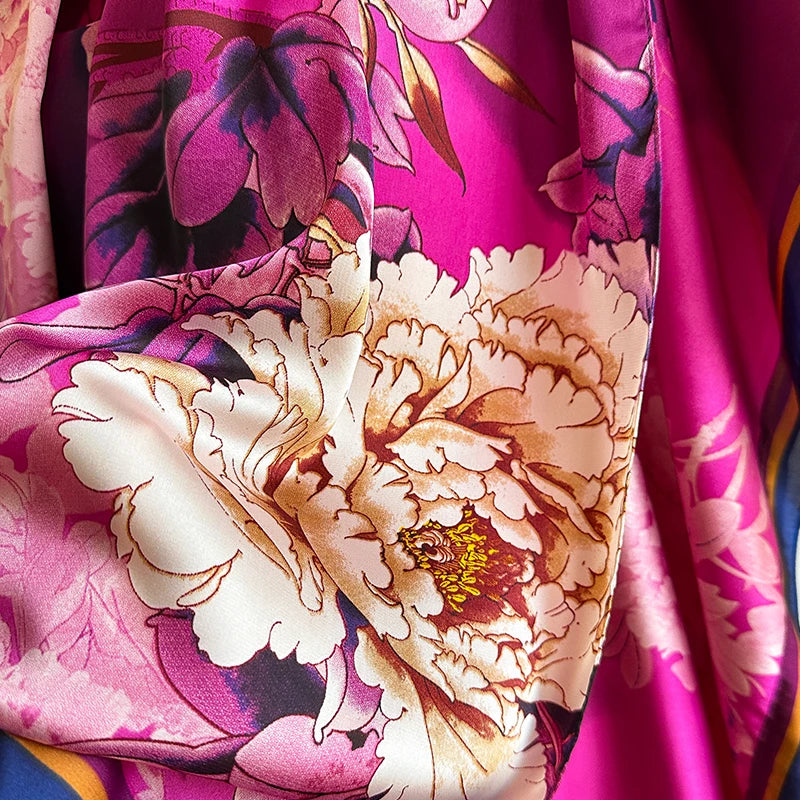 Luxury Floral Kaftan Abaya with Scarf – Elegant Loose Maxi Dress for Women | Dubai Style Summer Robe