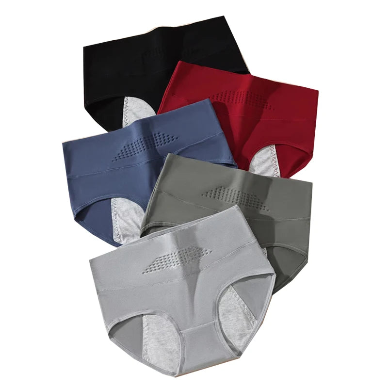 Women’s Period Underwear 5-Pack – High Waist Leak Proof Cotton Menstrual Briefs Plus Size