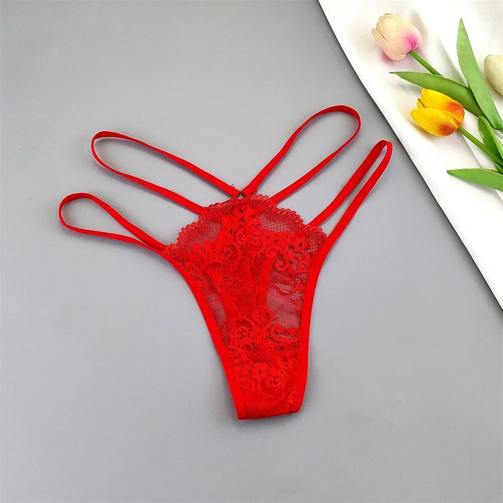 3PCS Lace Thong Set Women