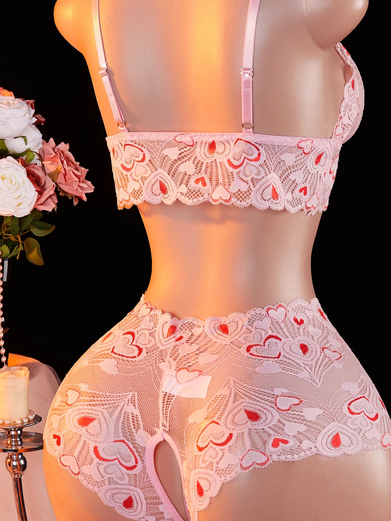 Women Transparent Lace Lingerie Set