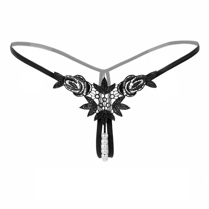 Sensual Lace & Pearl Triangle Thong
