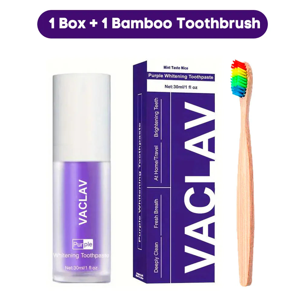 Vaclav Purple Toothpaste for Teeth Whitening - V34 Color Corrector Tooth Stain Removal, Brightening Tooth Paint Booster for Yellow Teeth