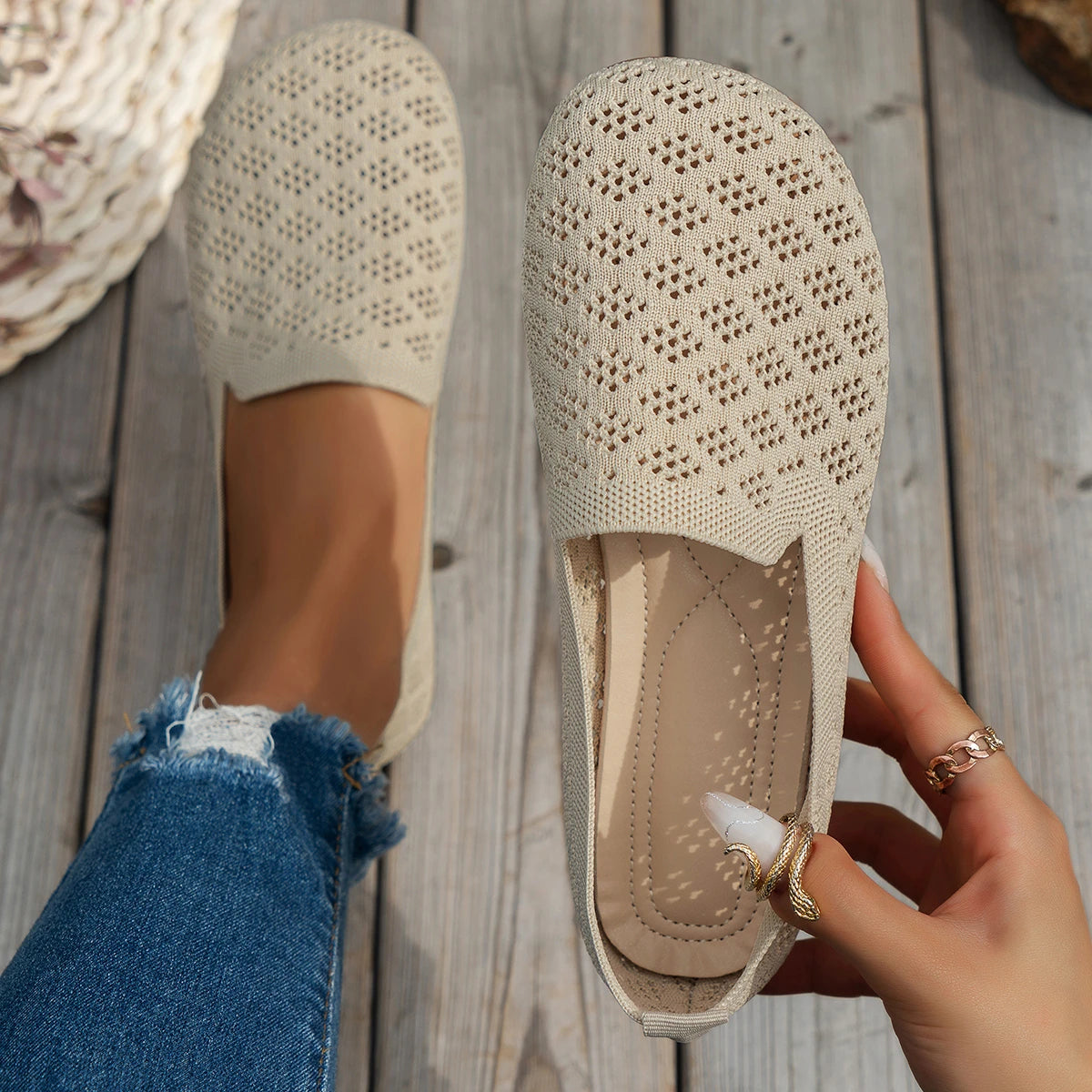 LazyFit Slip-Ons – Breathable Knit Comfort Flats