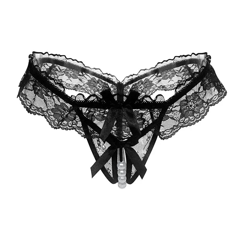 Sensual Lace & Pearl Triangle Thong