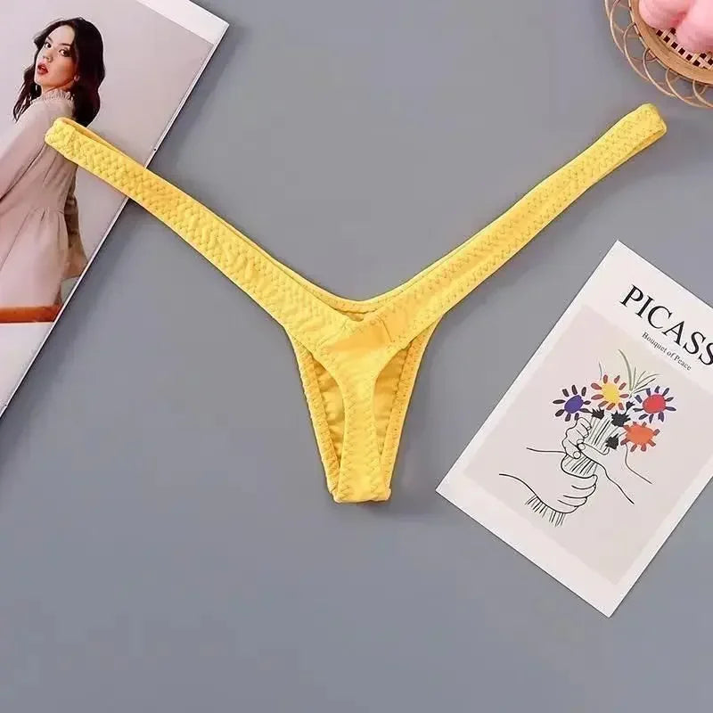 4PCS Sexy Low Waist Thong Set for Women – Breathable Deep V Bikini Panties