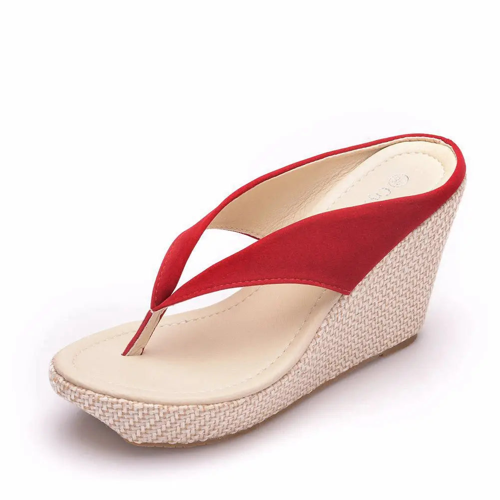 Luna Vibe: Trendy Wedge Thong Sandals