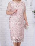 Luxe Curve Lace Floral Bodycon Dress – Elegant Plus Size Wedding Guest & Party Wear
