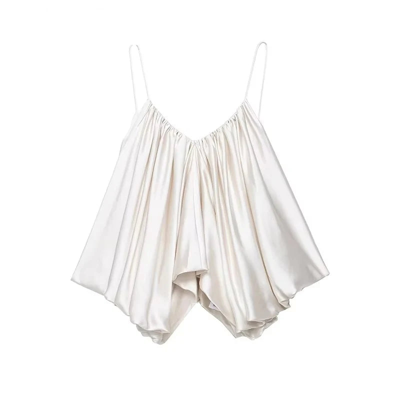 SatinVibe Backless Crop ✨💖