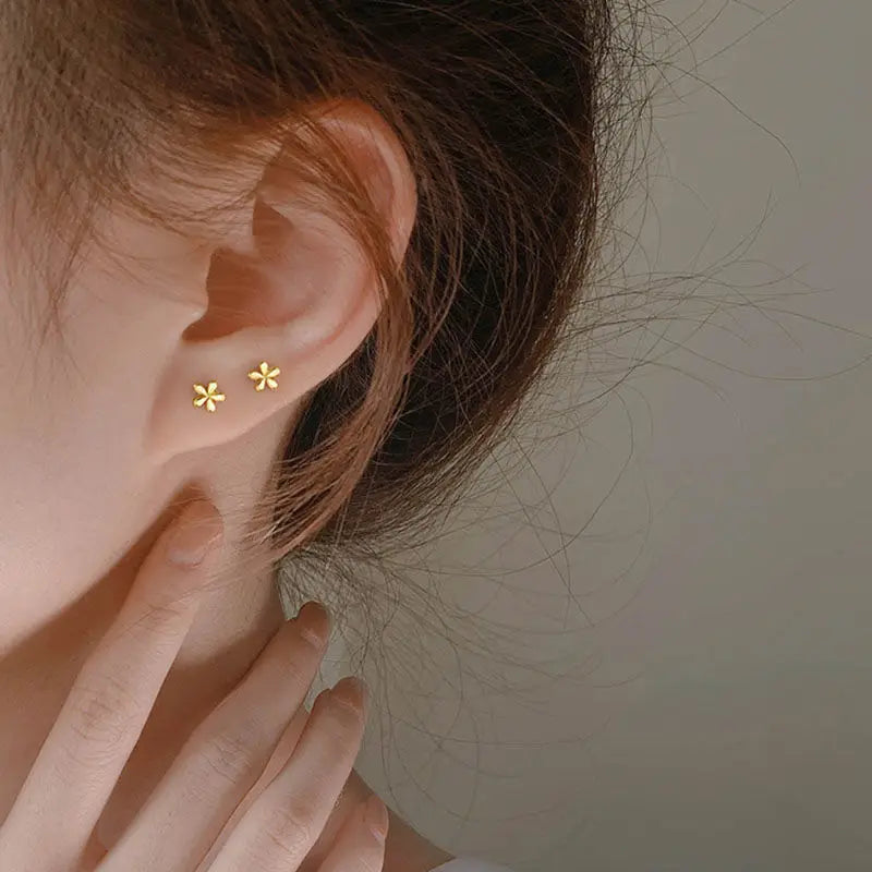 Small Gold-Plated Butterfly Heart Tragus Helix Studs
