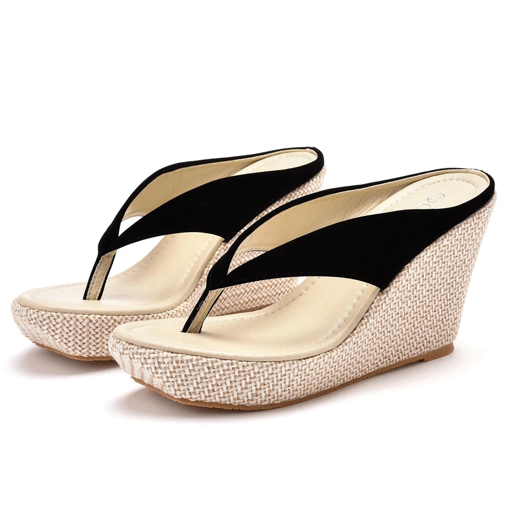 Luna Vibe: Trendy Wedge Thong Sandals