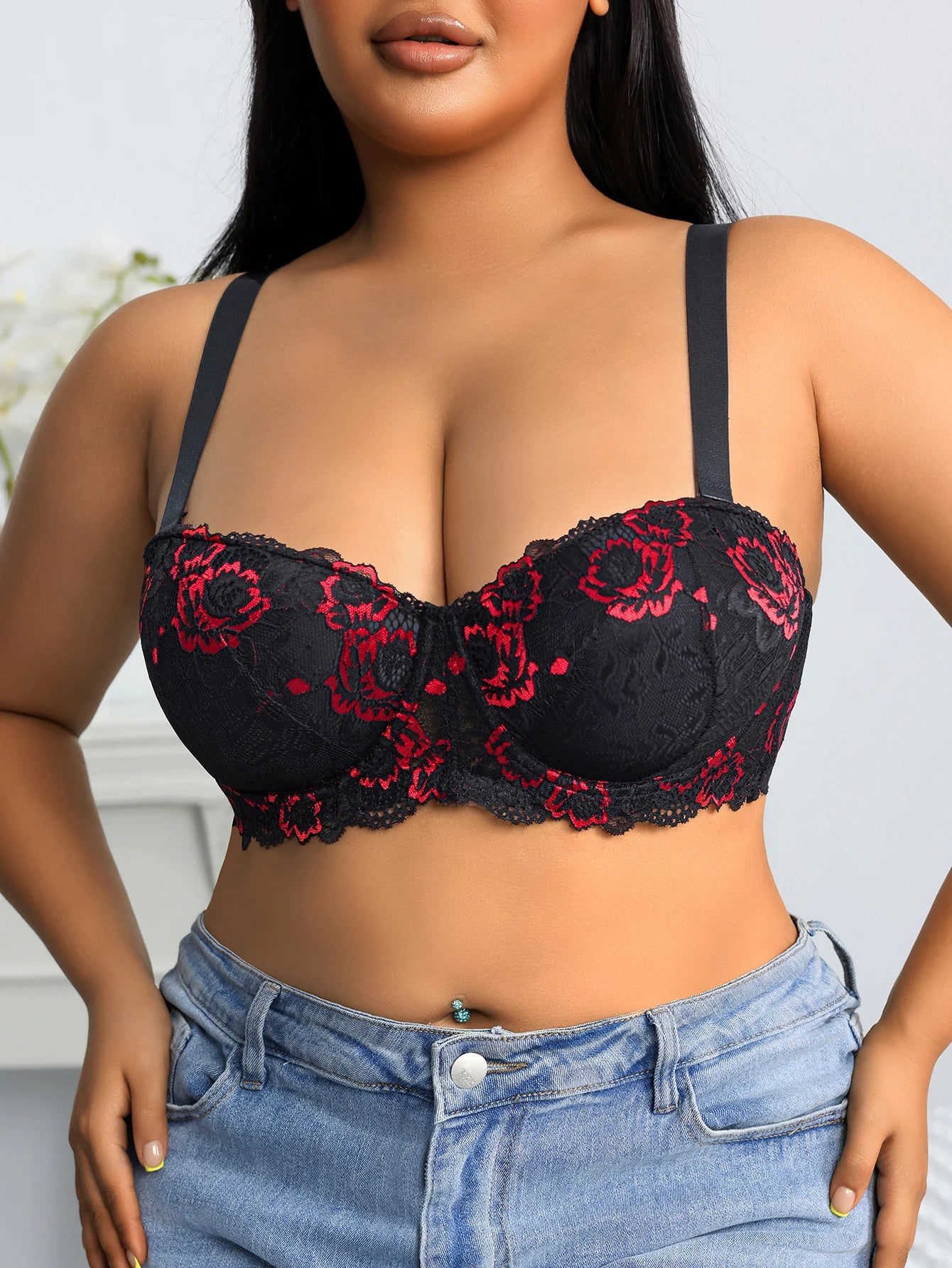 Comfort Lace Wide Strap Bra for Women Plus Size
