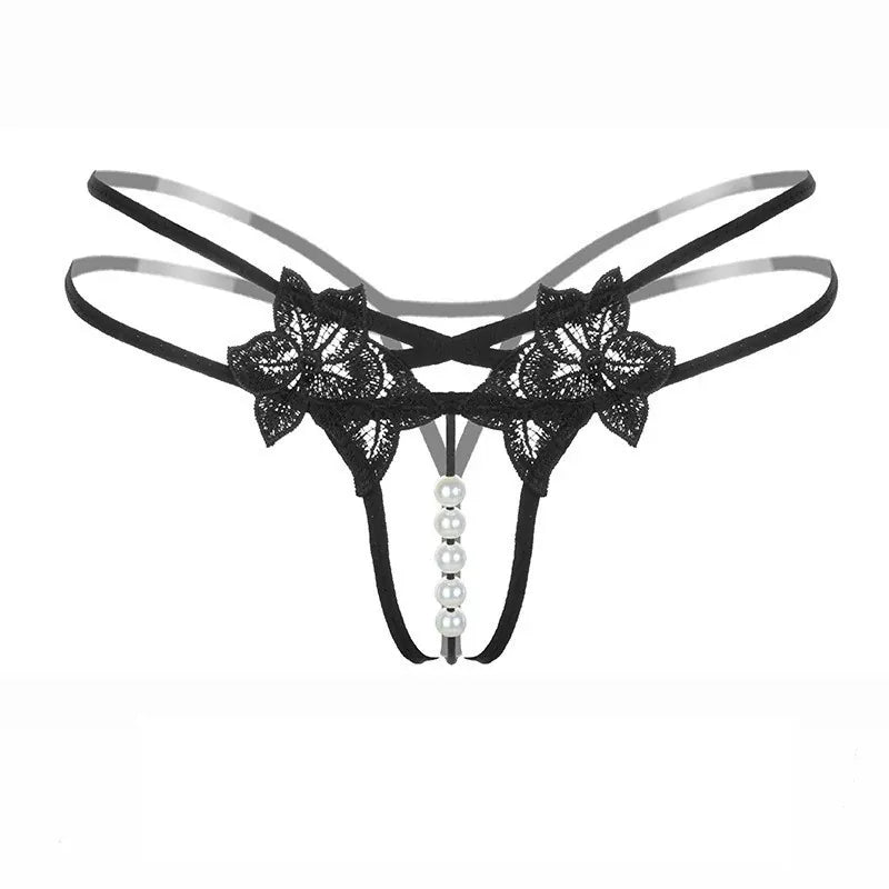 Sensual Lace & Pearl Triangle Thong