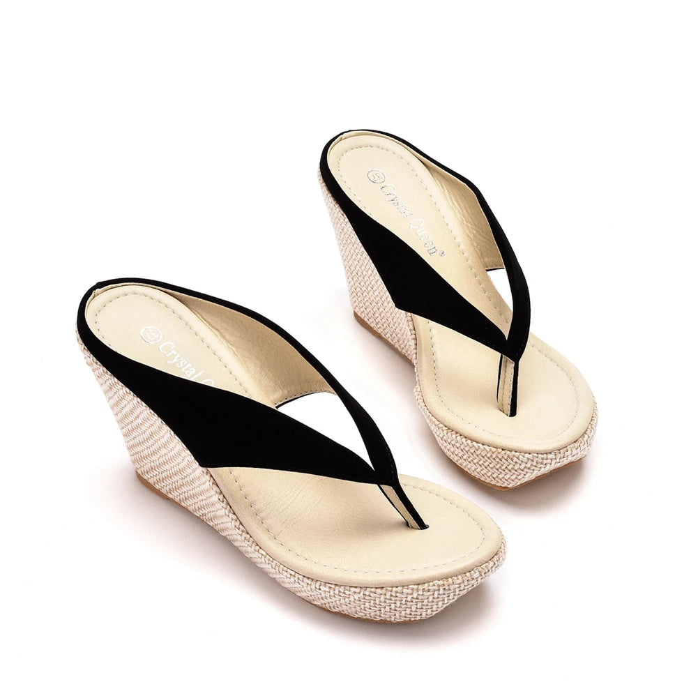 Luna Vibe: Trendy Wedge Thong Sandals