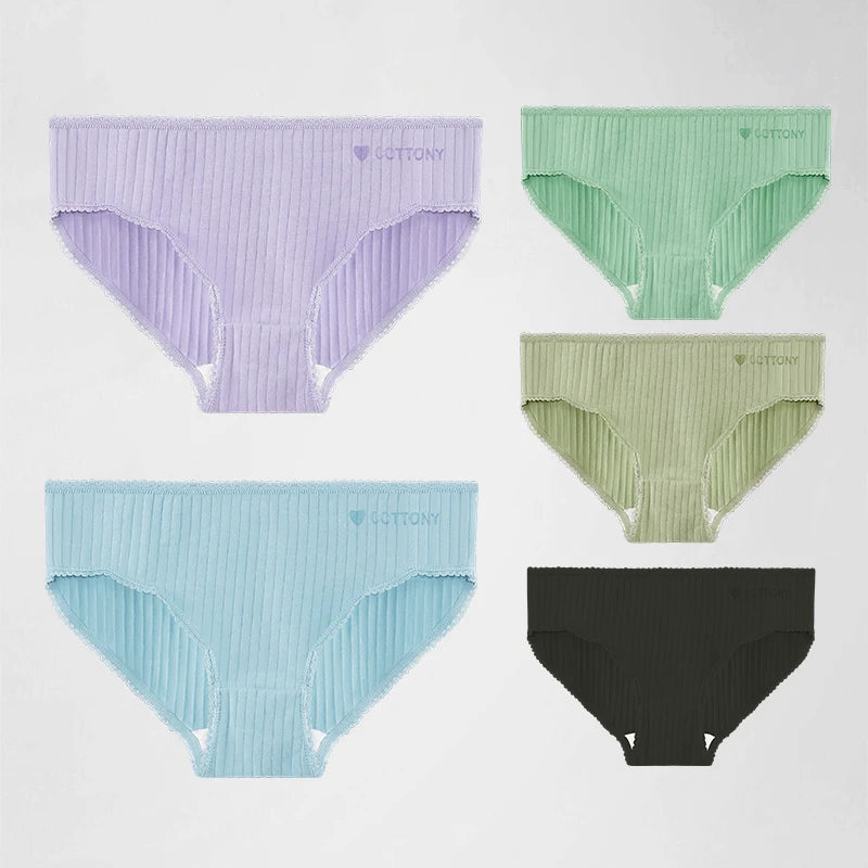 5-Pack Women’s Cotton Briefs – Soft Breathable Mid-Waist Thin Summer Underwear Set
