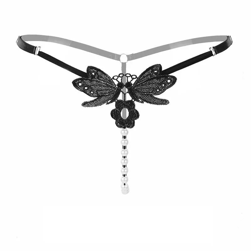 Sensual Lace & Pearl Triangle Thong