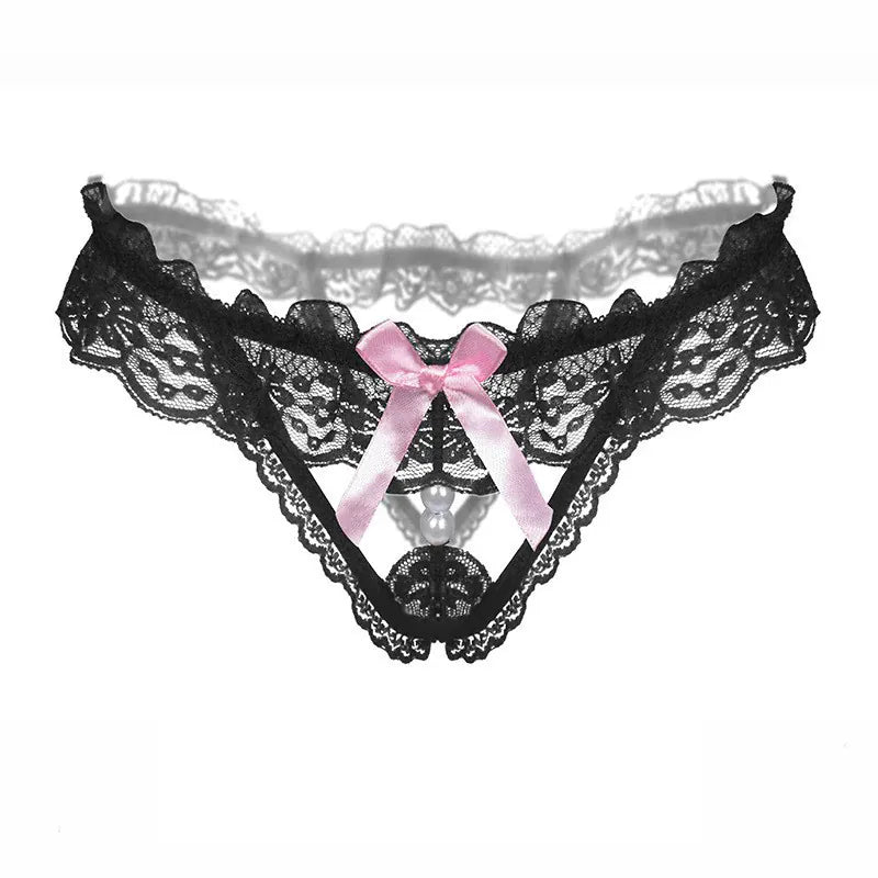 Sensual Lace & Pearl Triangle Thong