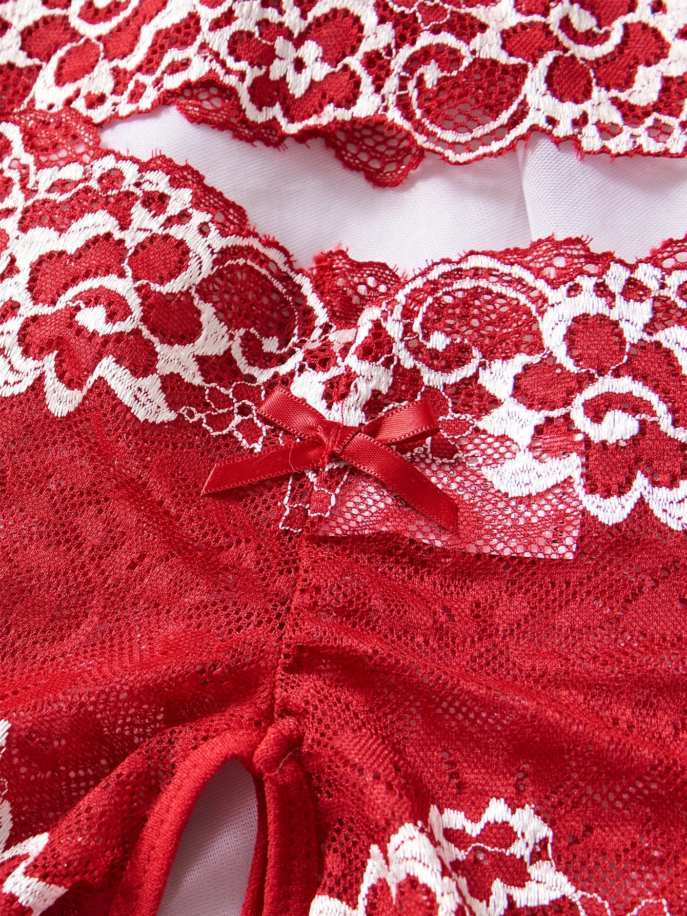 Women Lace Bra and Panty Set – Contrast Color Elegant Lingerie Suit