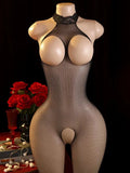 Women Lace Teddy Bodysuit Lingerie Set with Garter Belt – Elegant Sheer One-Piece