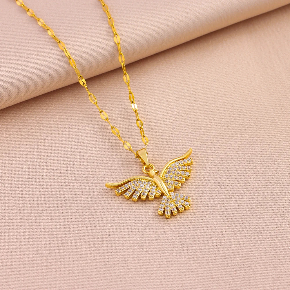 Luxe Phoenix Glow 18K Gold Plated Vintage Necklace for Women