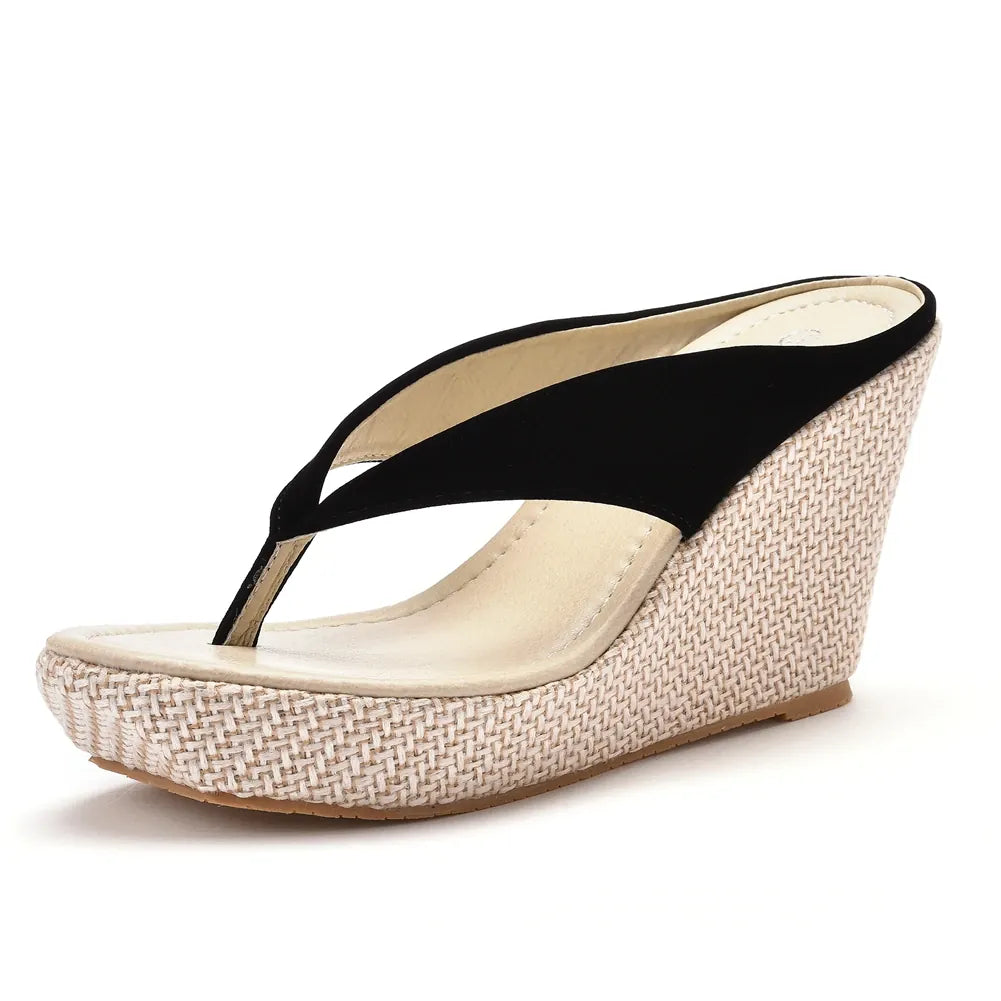 Luna Vibe: Trendy Wedge Thong Sandals