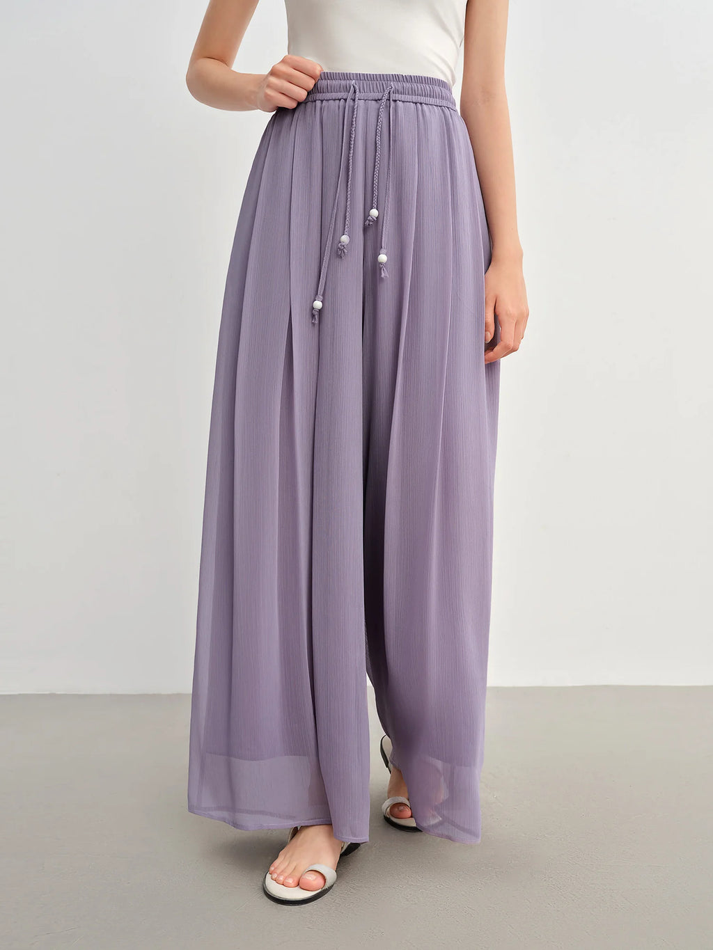 DUSHU High-Waist Wide-Leg Casual Trousers
