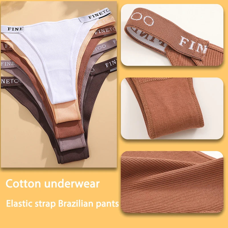 Women 5PCS Cotton Panties Set Low Rise Letter Print Sexy Comfortable Briefs