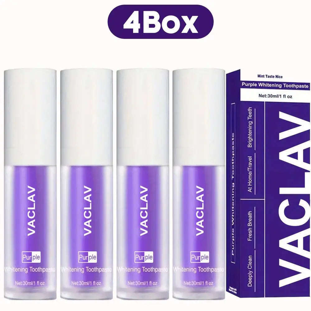 Vaclav Purple Toothpaste for Teeth Whitening - V34 Color Corrector Tooth Stain Removal, Brightening Tooth Paint Booster for Yellow Teeth