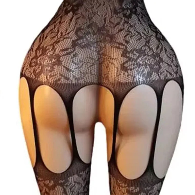 Women Lace Teddy Bodysuit Lingerie Set with Garter Belt – Elegant Sheer One-Piece