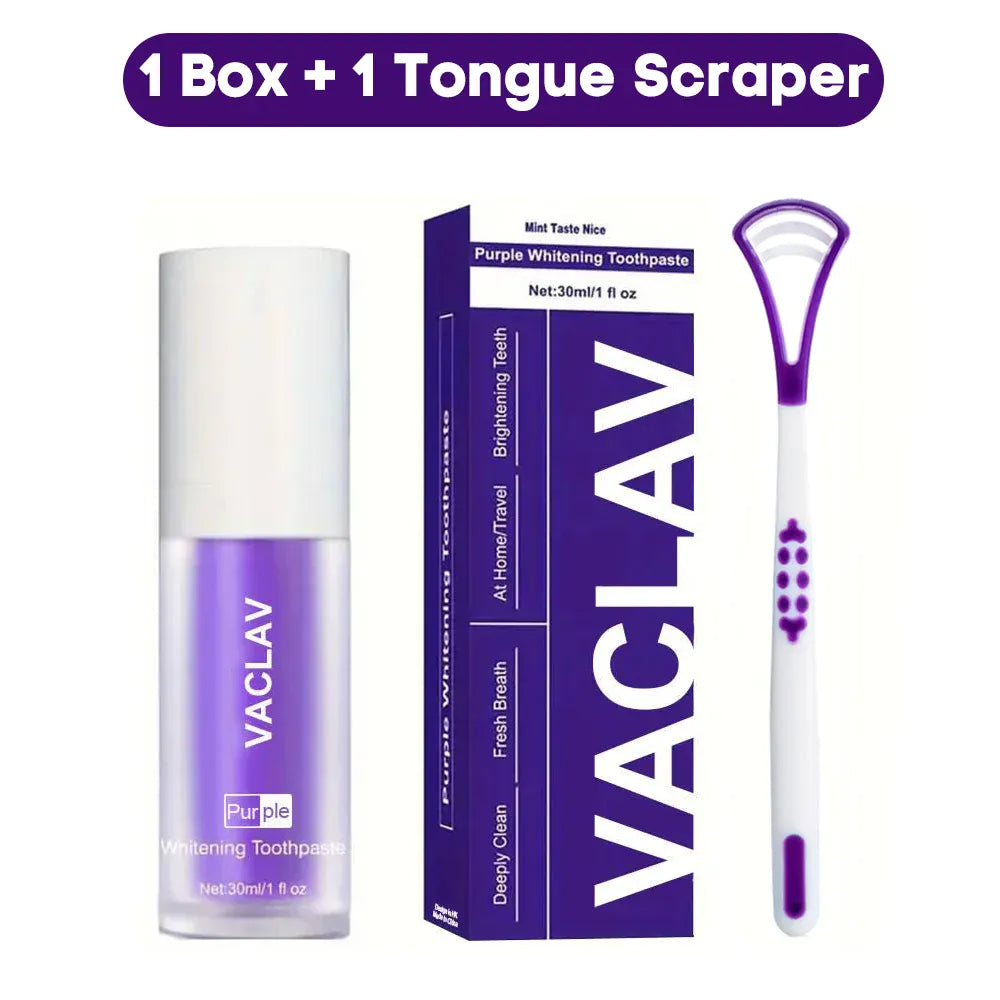Vaclav Purple Toothpaste for Teeth Whitening - V34 Color Corrector Tooth Stain Removal, Brightening Tooth Paint Booster for Yellow Teeth