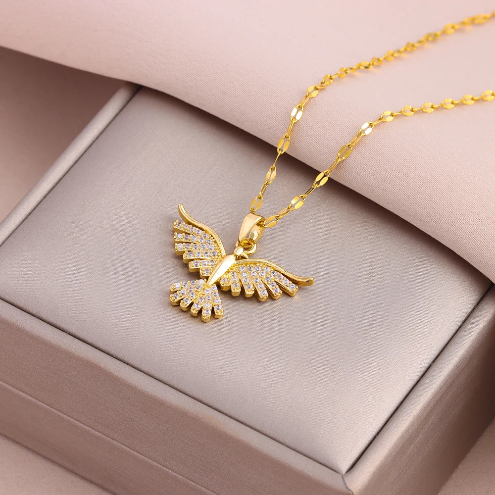 Luxe Phoenix Glow 18K Gold Plated Vintage Necklace for Women