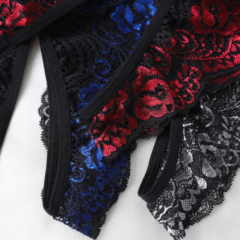 Sexy Lace Thong Crotchless Women Underwear Invisible Low Waist Panties