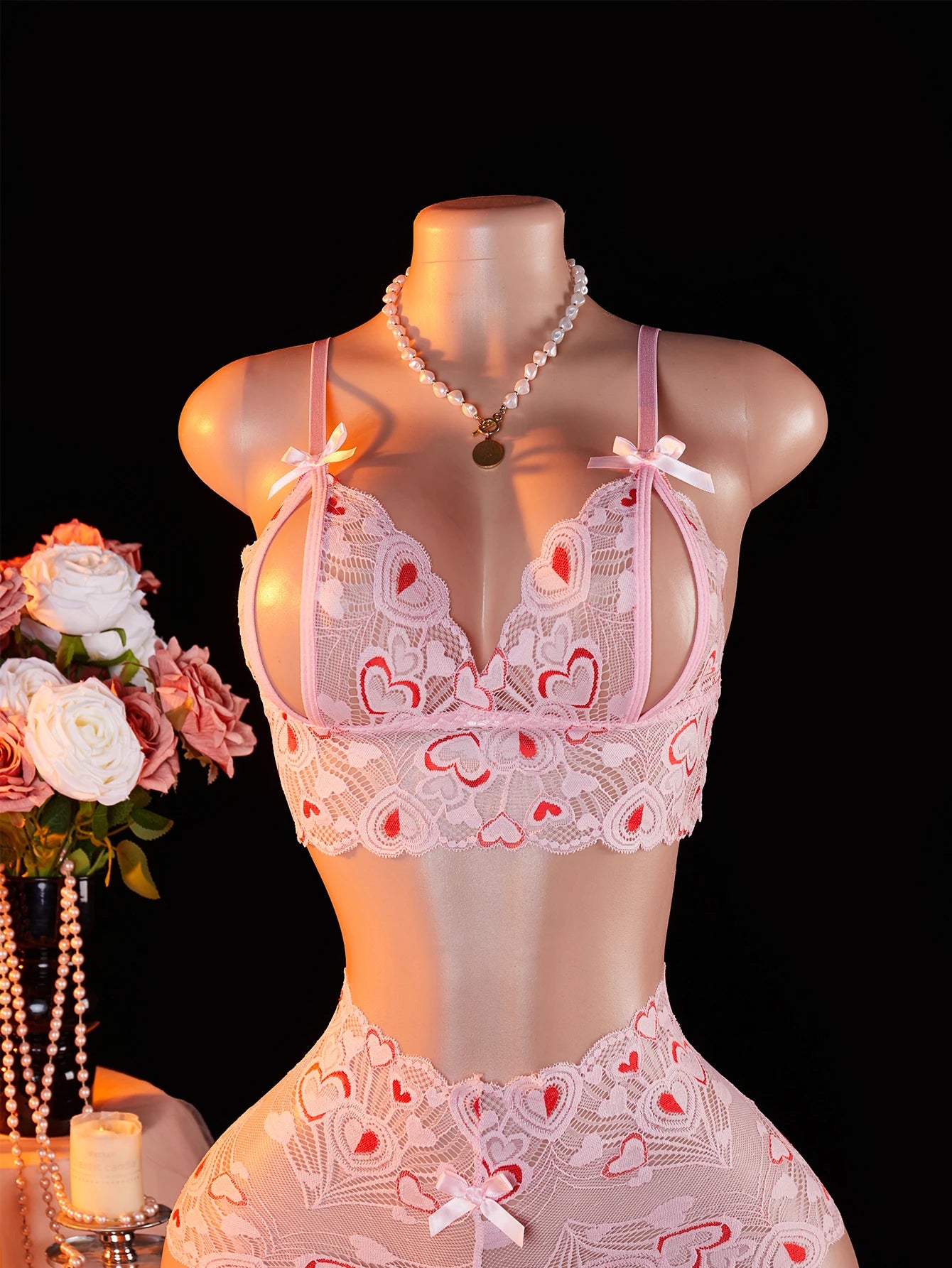 Women Transparent Lace Lingerie Set