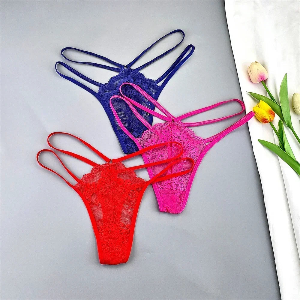 3PCS Lace Thong Set Women