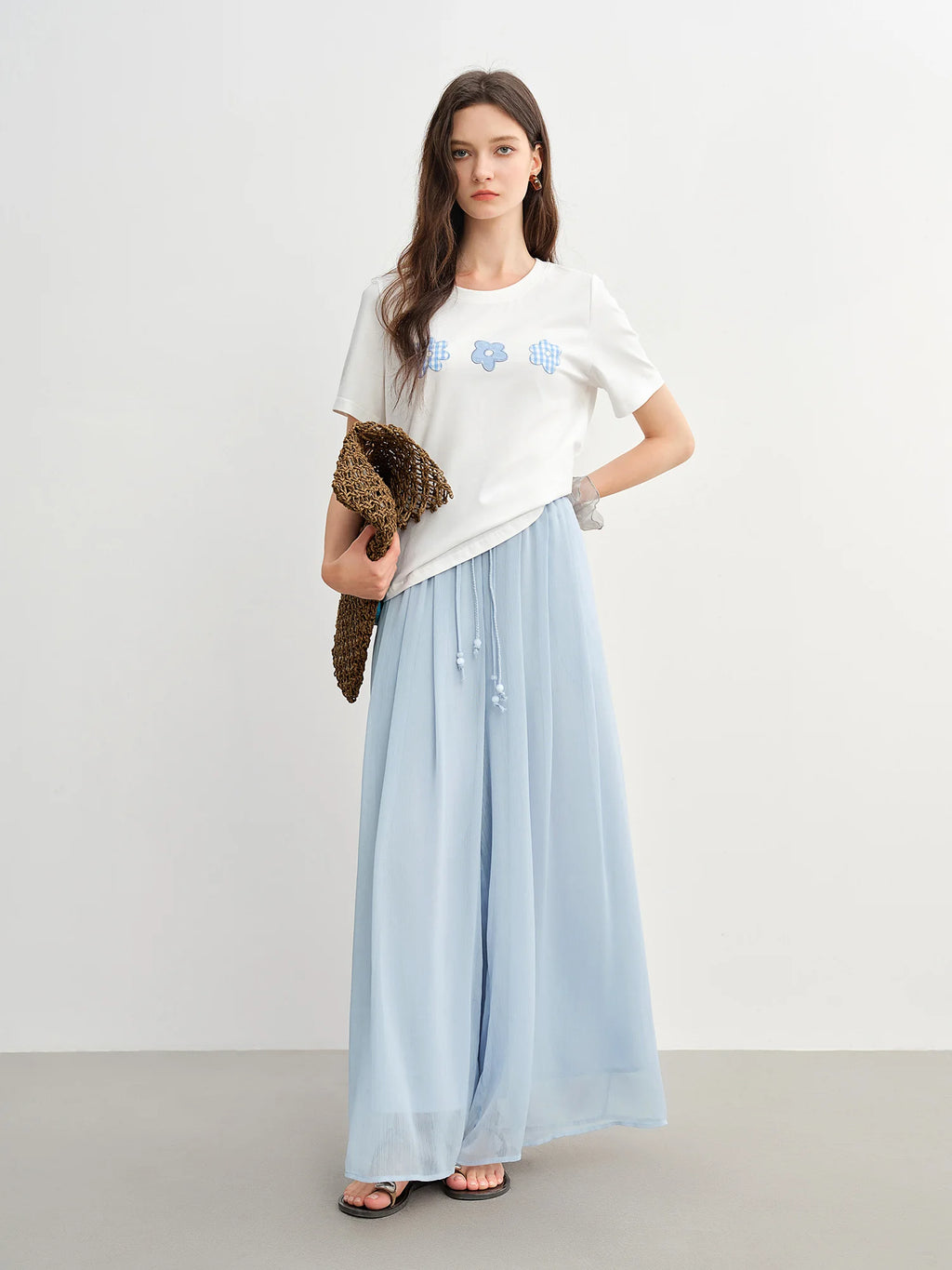 DUSHU High-Waist Wide-Leg Casual Trousers