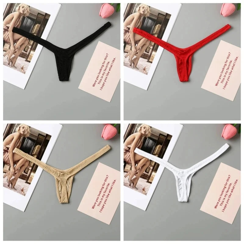 4PCS Sexy Low Waist Thong Set for Women – Breathable Deep V Bikini Panties