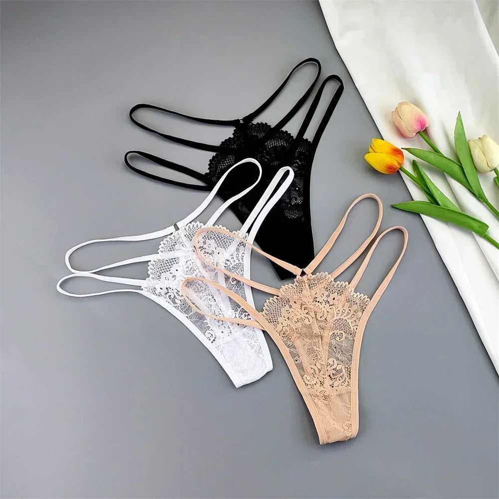 3PCS Lace Thong Set Women