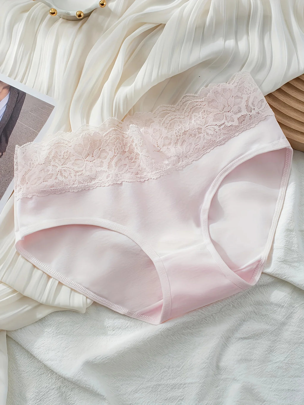 Women’s Pure Cotton Underwear 6-Pack – Lace Trim Soft Comfort Briefs Set