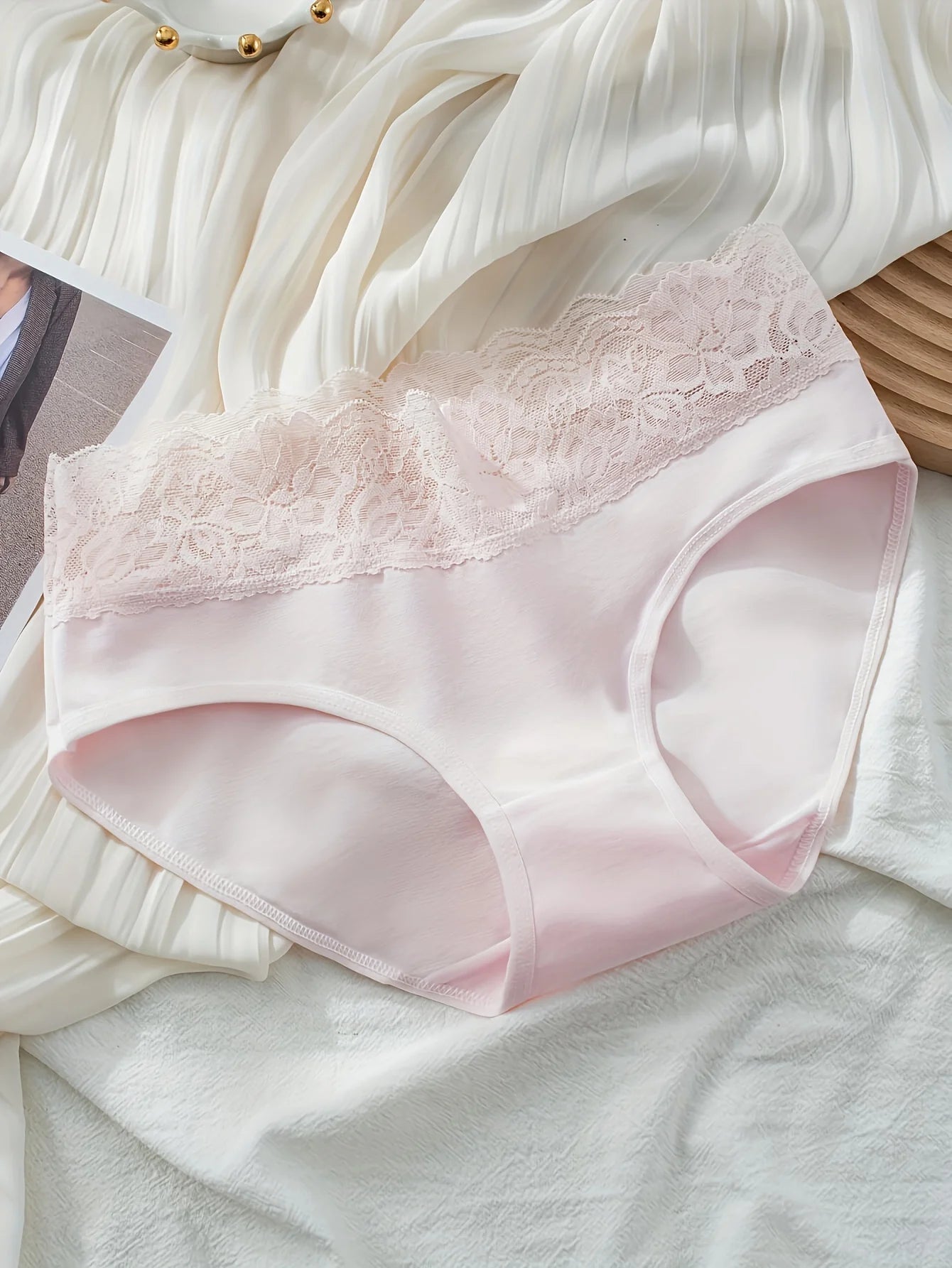 Women’s Pure Cotton Underwear 6-Pack – Lace Trim Soft Comfort Briefs Set