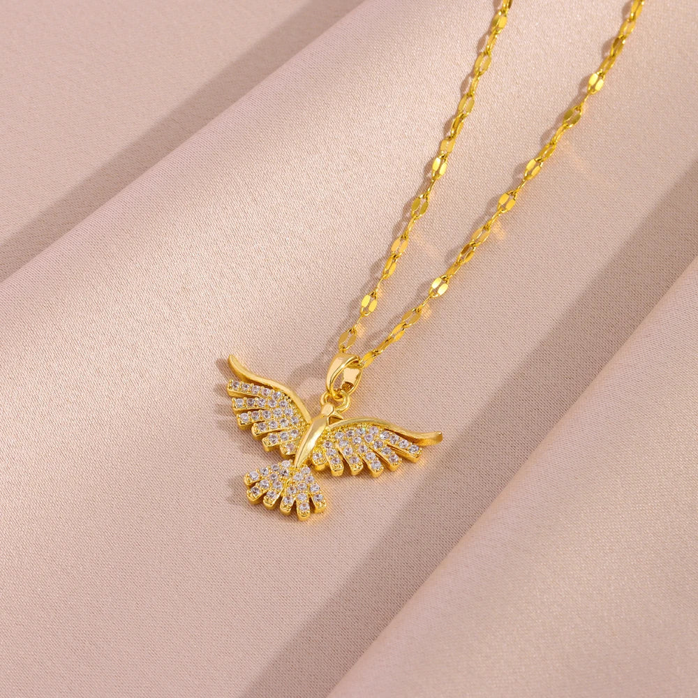 Luxe Phoenix Glow 18K Gold Plated Vintage Necklace for Women