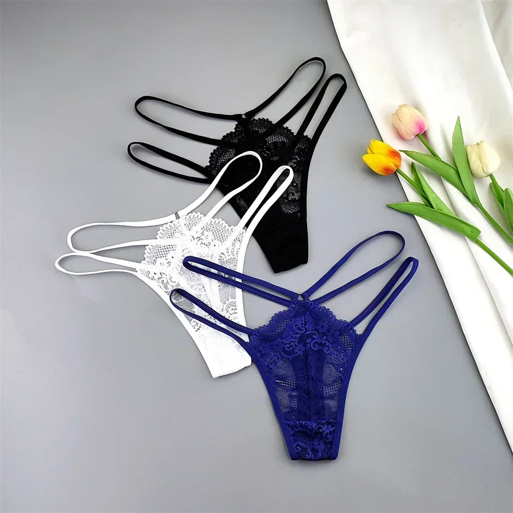 3PCS Lace Thong Set Women