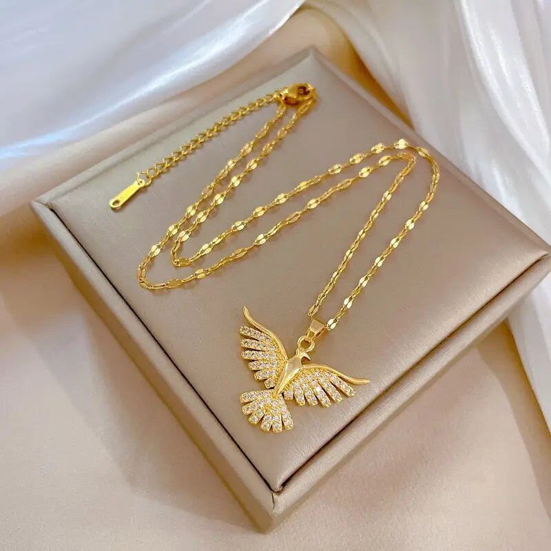 Luxe Phoenix Glow 18K Gold Plated Vintage Necklace for Women
