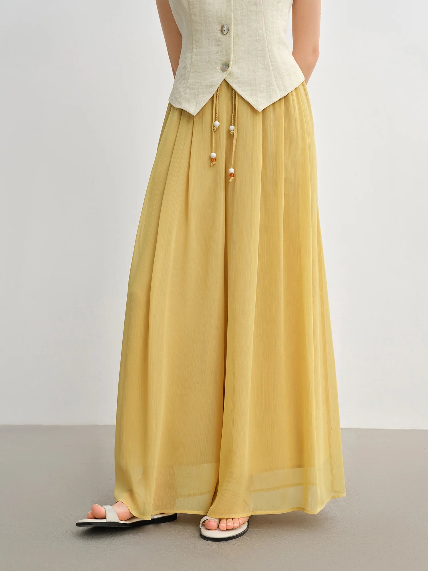 DUSHU High-Waist Wide-Leg Casual Trousers