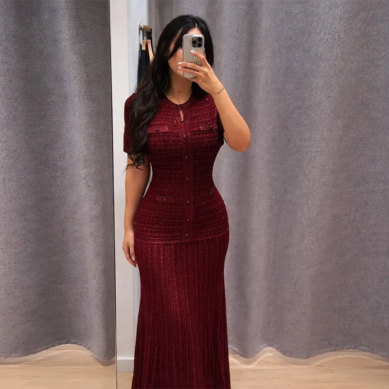 Beige Aura Knit Dress
