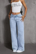 SkyWide Jeans – Women Y2K Light Blue Wide Leg Denim Pants | Casual Loose Fit Stretch Jeans